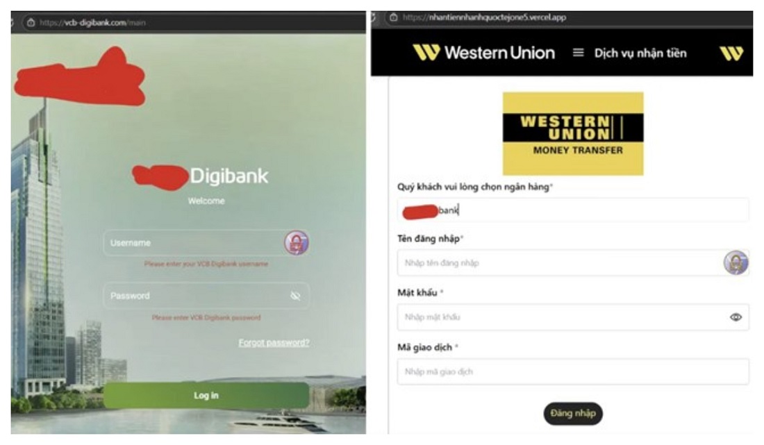 Các website giả mạo ngân hàng mà hacker sử dụng
