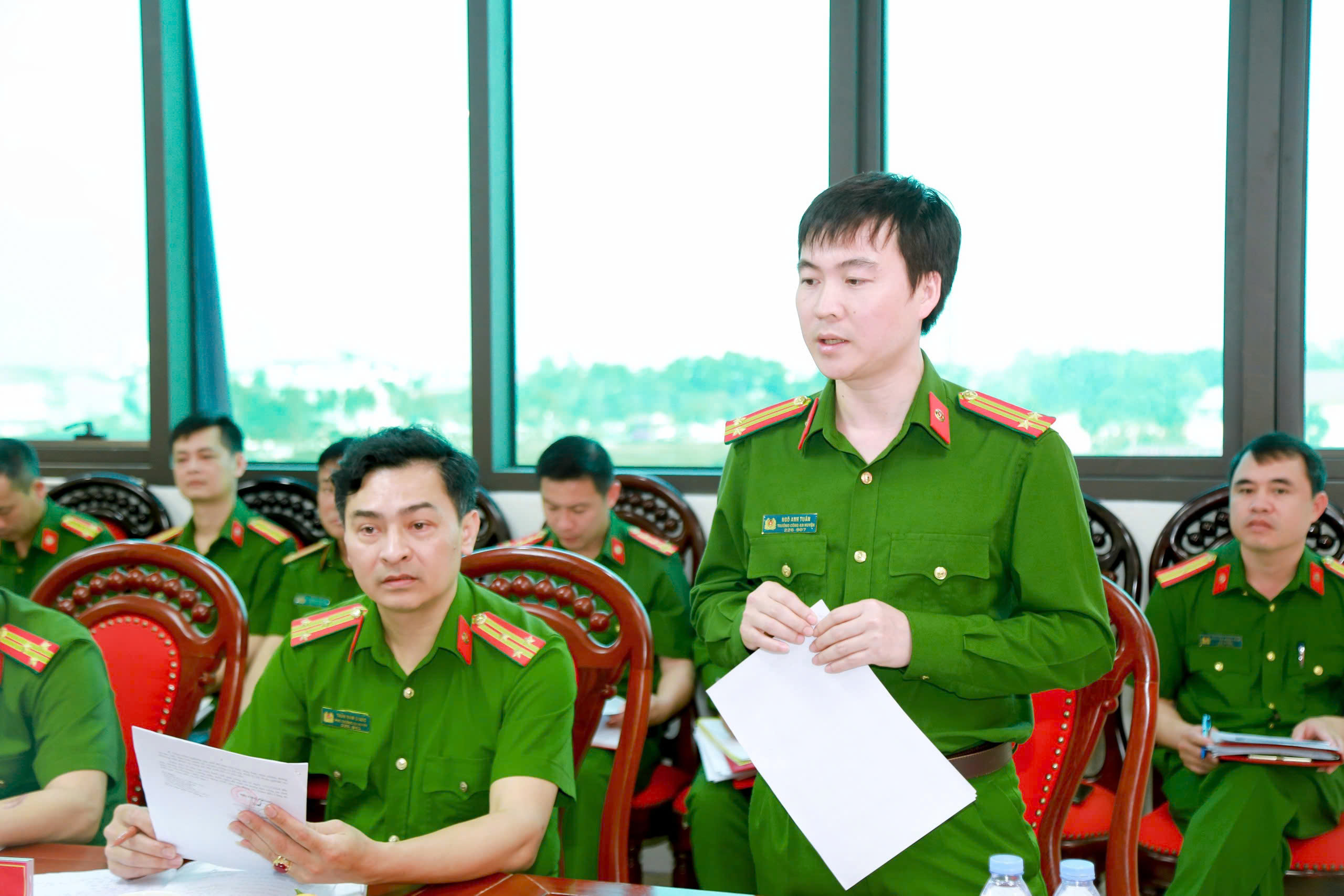 Đại diện Lãnh đạo Phòng Cảnh sát cơ động phát biểu