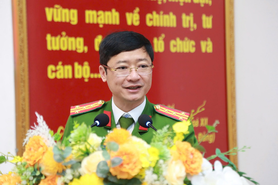 Đồng chí Đại tá Trần Ngọc Tuấn – Phó Giám đốc Công an tỉnh phát biểu chỉ đạo Hội nghị