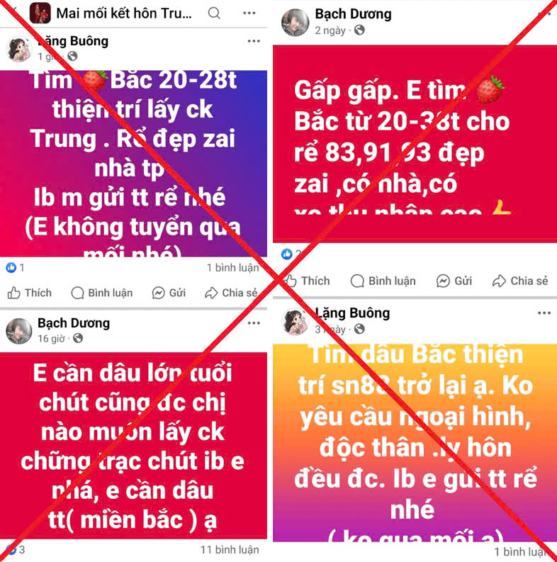 Một số trang facebook có nội dung tư vấn, môi giới kết hôn với người nước ngoài