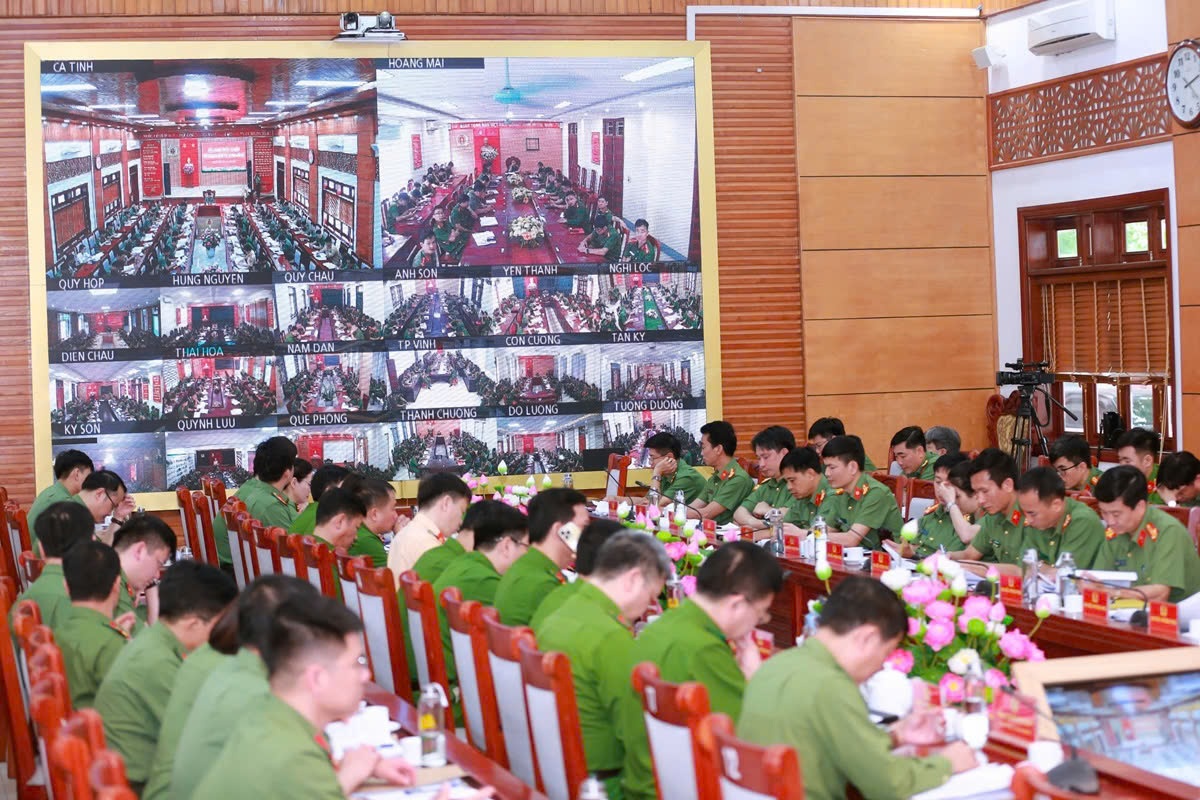 Hội nghị được tổ chức trực tuyến đến chỉ huy Công an cấp xã trên địa bàn