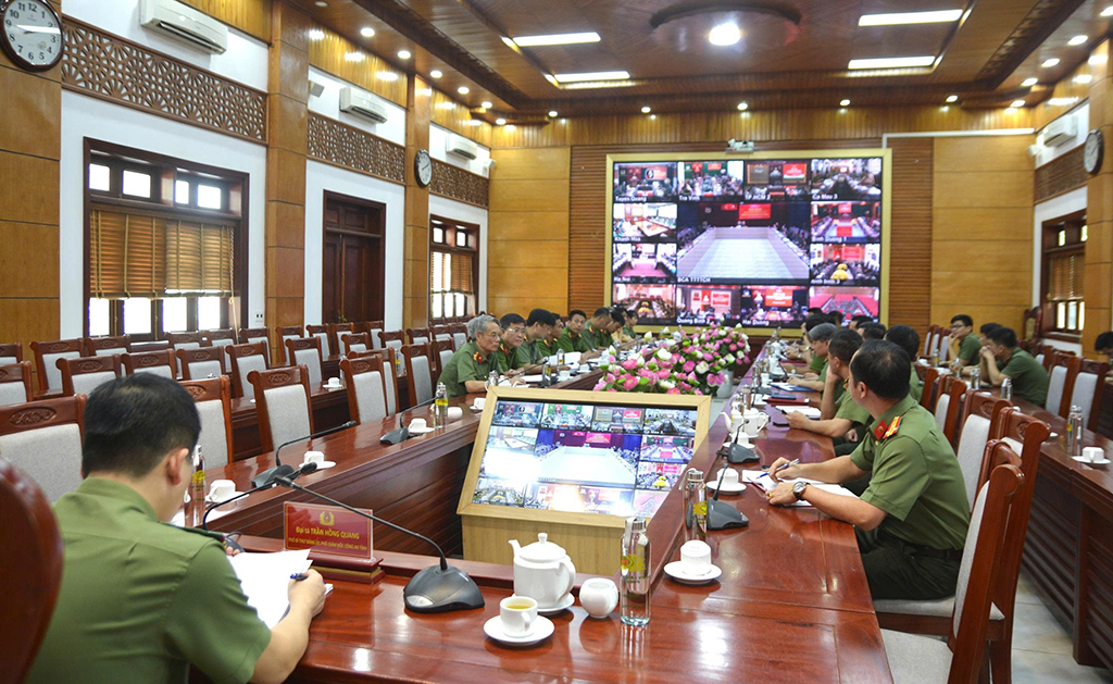 Hội nghị được tổ chức trực tuyến đến Công an các tỉnh, thành phố trên cả nước