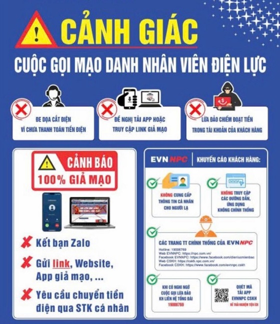 Người dân cần cảnh giác với các cuộc gọi tự xưng là nhân viên điện lực