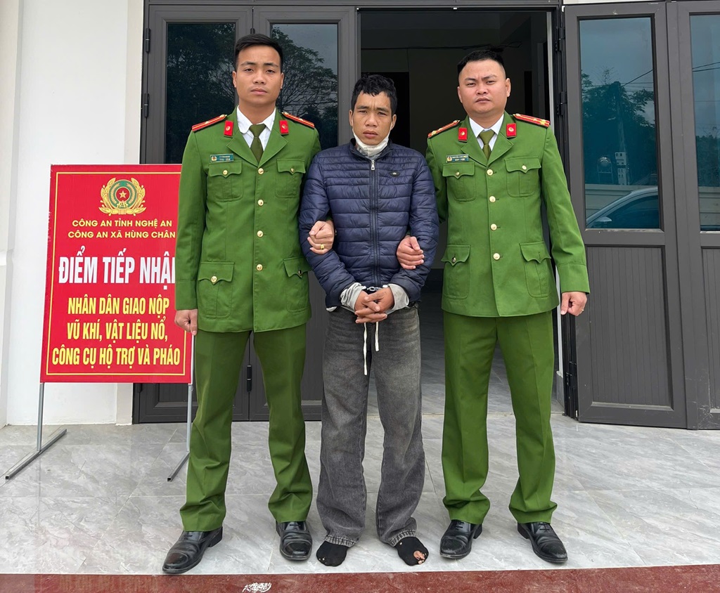 Đối tượng Lữ Văn Nhật tại cơ quan Công an