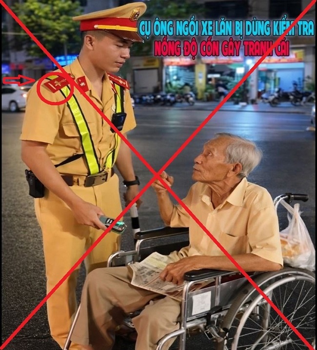 Ảnh được tạo bởi AI mà các đối tượng sử dụng để bôi nhọ hình ảnh lực lượng CAND (Quân hàm trên hình không phải của lực lượng CAND Việt Nam)