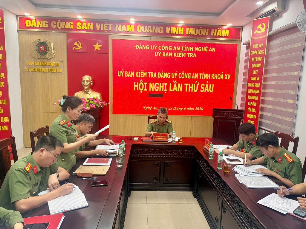 Ủy ban Kiểm tra Đảng ủy Công an tỉnh khóa XV tổ chức Hội nghị lần thứ sáu