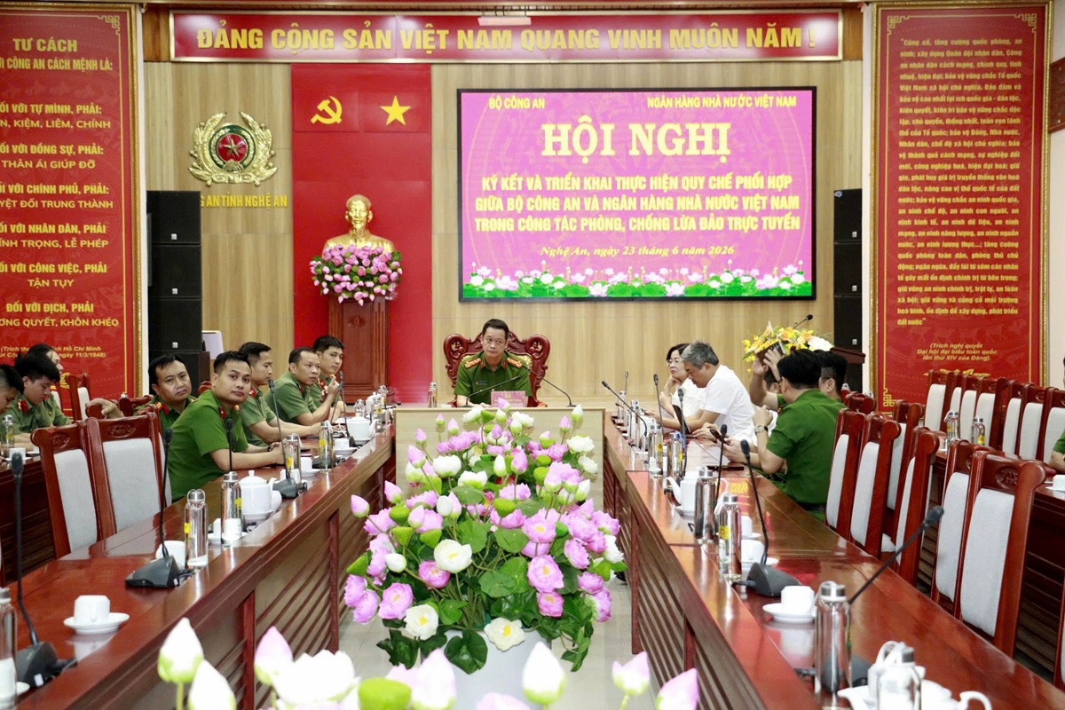 Toàn cảnh Hội nghị tại điểm cầu Công an tỉnh Nghệ An