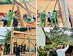 Công an xã Na Loi hỗ trợ người dân dựng nhà ở