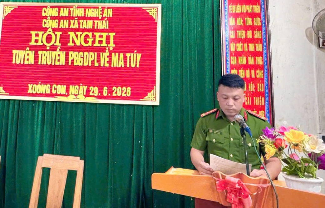 Công an xã Tam Thái tuyên truyền, phổ biến giáo dục pháp luật về phòng, chống ma túy