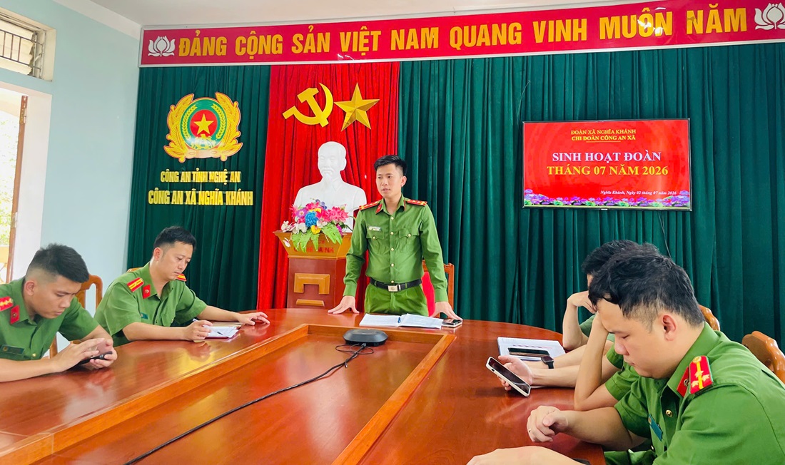 Công an xã Nghĩa Khánh tổ chức sinh hoạt đoàn tháng 7