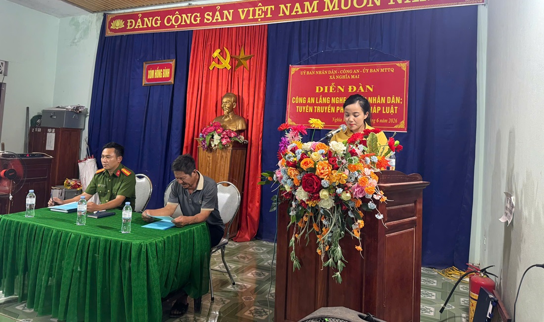 Công an xã Nghĩa Mai tổ chức diễn đàn “Công an lắng nghe ý kiến nhân dân”