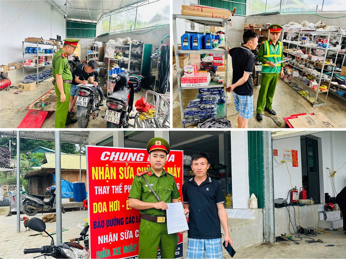 Kiểm tra, tuyên truyền và ký cam kết đối với cơ sở sửa chữa xe mô tô, xe gắn máy