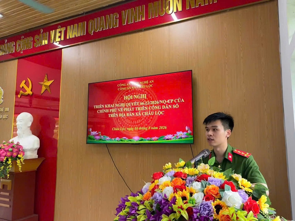 Chi bộ Công an xã Châu Lộc quán triệt Nghị quyết 66.22/2026/NQ-CP