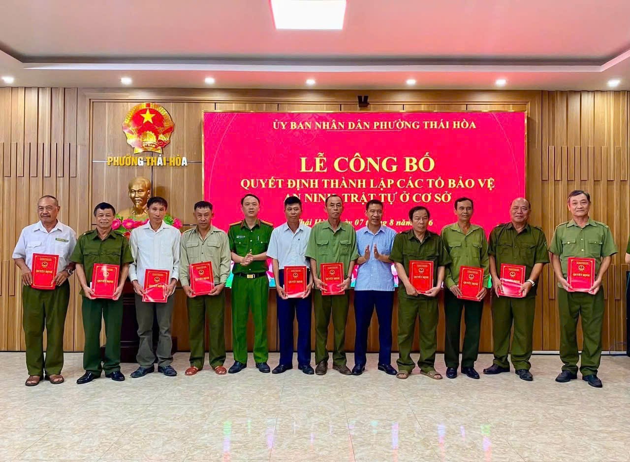 Phường Thái Hòa công bố thành lập 10 Tổ bảo vệ an ninh, trật tự ở cơ sở