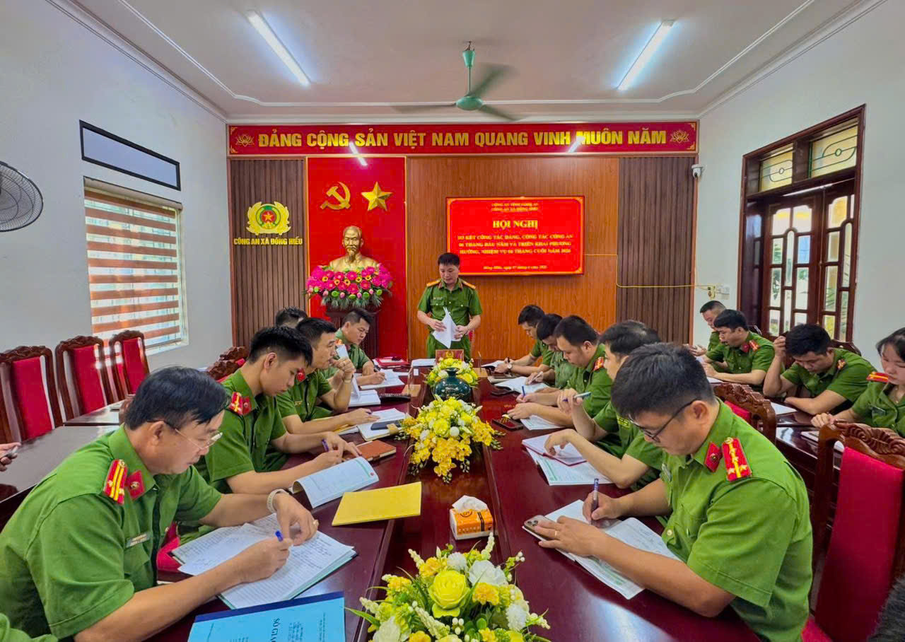Công an xã Đông Hiếu sơ kết công tác đảng, công tác Công an 06 tháng đầu năm 2026