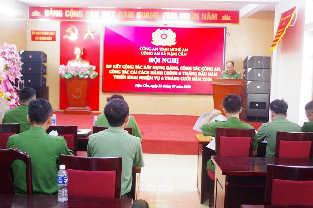 Công an xã Nậm Cắn sơ kết công tác 06 tháng đầu năm 2026