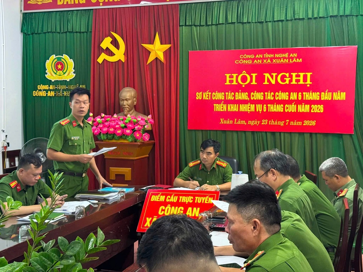 Công an xã Xuân Lâm tổ chức sơ kết công tác Công an 6 tháng đầu năm