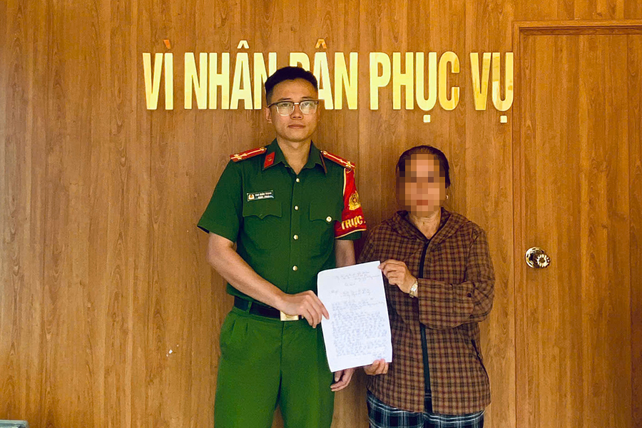Gia đình cháu H. viết thư cảm ơn Công an xã Đô Lương