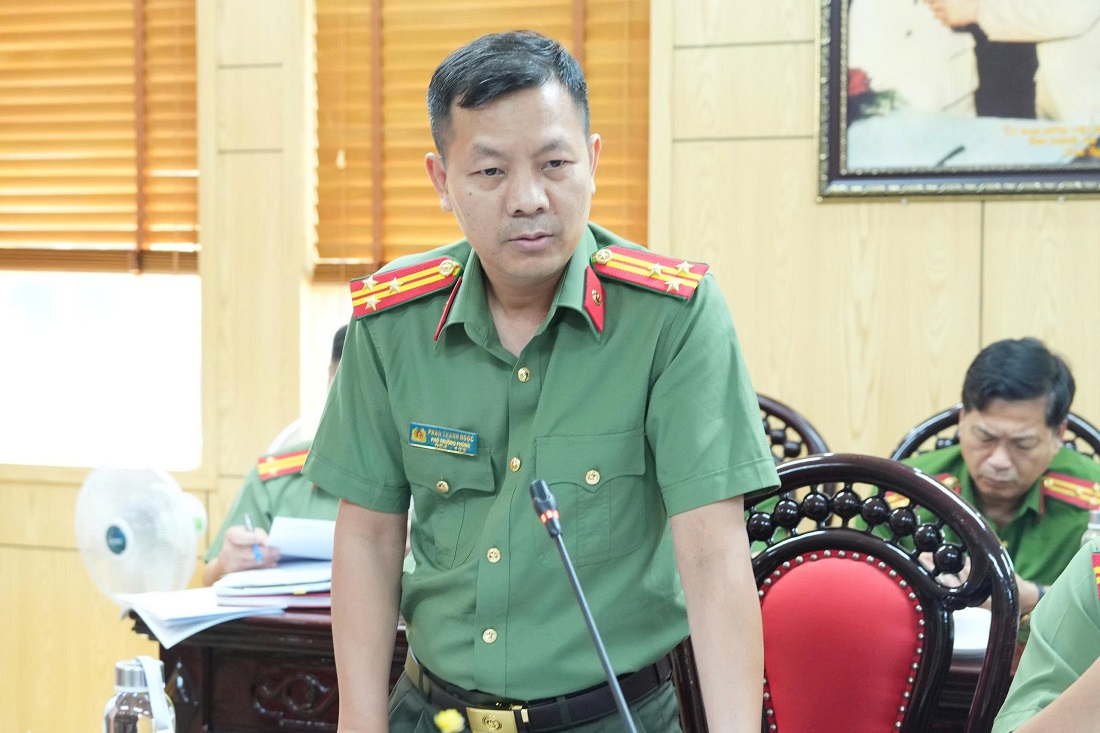 Đại diện Đoàn công tác Cục Cảnh sát quản lý tạm giữ, tạm giam và thi hành án hình sự Bộ Công an phát biểu