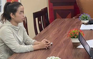 Chị V.T.S. tại cơ quan Công an 