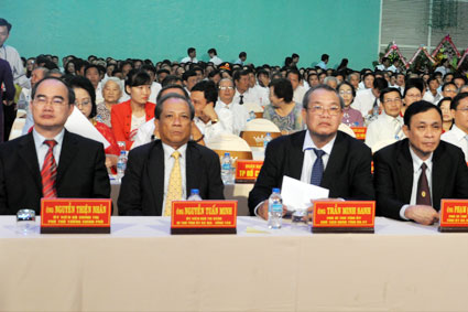Các đại biểu tham dự Lễ kỷ niệm 68 năm Quốc khánh nước Cộng hòa Xã hội chủ nghĩa Việt Nam và công bố Quyết định của Thủ tướng Chính phủ công nhận TP. Vũng Tàu là đô thị loại I trực thuộc tỉnh Bà Rịa - Vũng Tàu. Ảnh: N.N