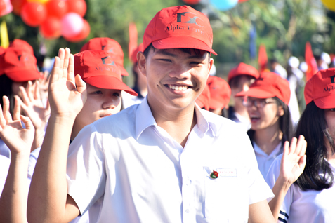 Màn diễu hành biểu dương lực lượng của HS, thanh niên thuộc Phòng GD-ĐT các huyện, thành phố.