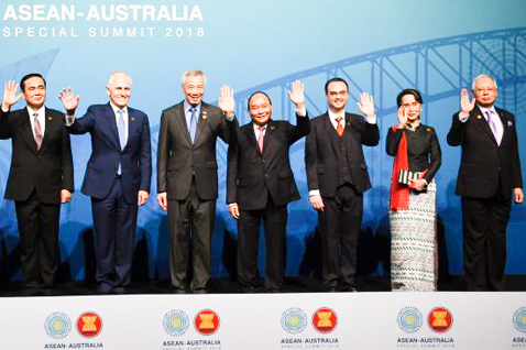 Các nhà lãnh đạo ASEAN và Australia chụp ảnh chung tại hội nghị. 