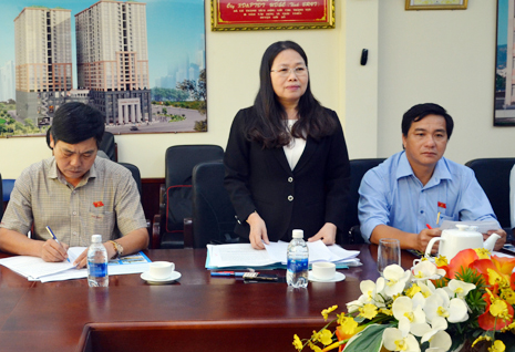 Đồng chí Nguyễn Thị Yến, Phó Bí thư Thường trực Tỉnh ủy, Trưởng Đoàn đại biểu Quốc hội tỉnh phát biểu tại buổi làm việc.