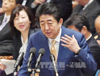 Thủ tướng Nhật Bản Shinzo Abe phát biểu tại phiên họp Hạ viện ở Tokyo ngày 30-1. 