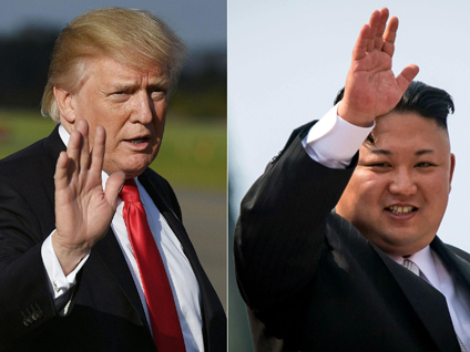 Tổng thống Mỹ Donald Trump (bìa trái) và nhà lãnh đạo Triều Tiên Kim Jong-un. 