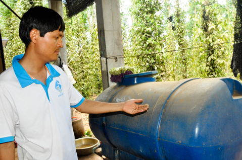 Mùn cưa bám đầy đồ đạc của gia đình anh Nguyễn Hữu Cường  (ấp 7, xã Hòa Bình).