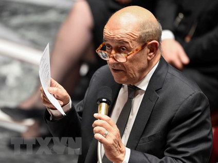 Ngoại trưởng Pháp Jean-Yves Le Drian phát biểu tại thủ đô Paris. 