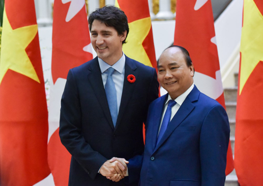 Thủ tướng Nguyễn Xuân Phúc và Thủ tướng Canada Justin Trudeau.