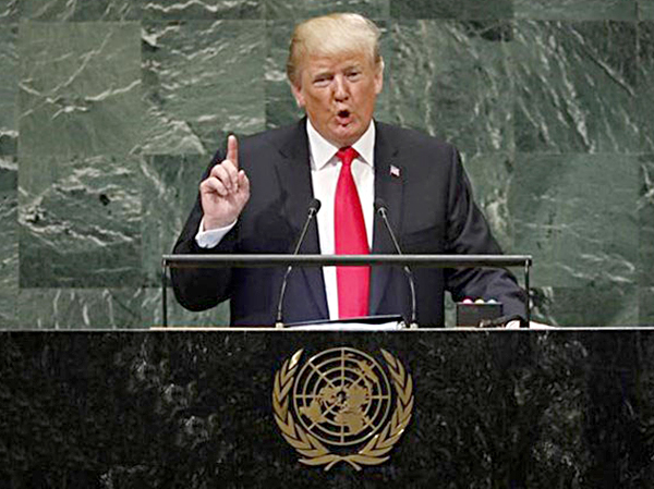  Tổng thống Mỹ Donald Trump phát biểu tại phiên họp toàn thể Đại hội đồng Liên hợp quốc khóa 73 ở New York (Mỹ).