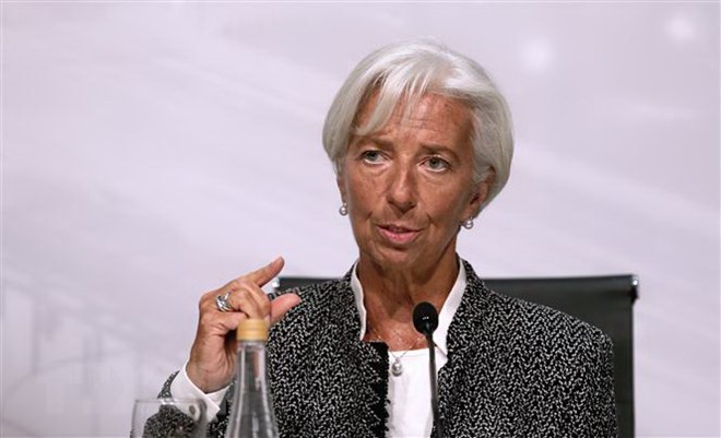 Tổng Giám đốc IMF Christine Lagarde tại cuộc họp báo ở Buenos Aires, Argentina.  