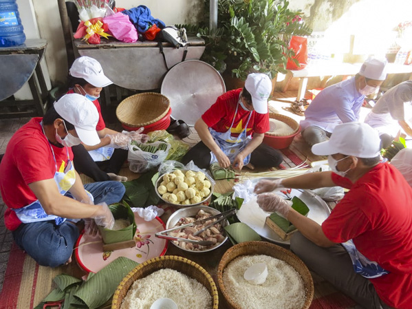 Thi gói bánh chưng trong dịp giỗ Tổ Hùng Vương năm 2018.