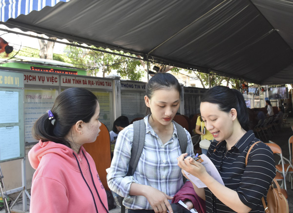 Người lao động được tư vấn việc làm tại phiên giao dịch việc làm lần thứ III năm 2019.