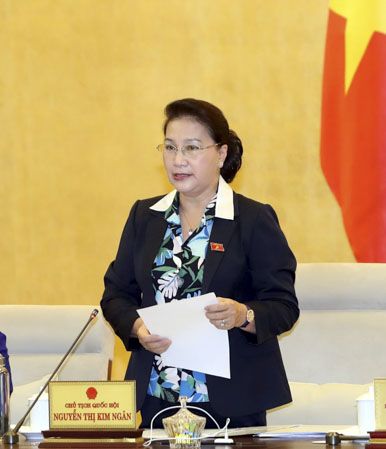   Chủ tịch Quốc hội Nguyễn Thị Kim Ngân phát biểu khai mạc Phiên họp.