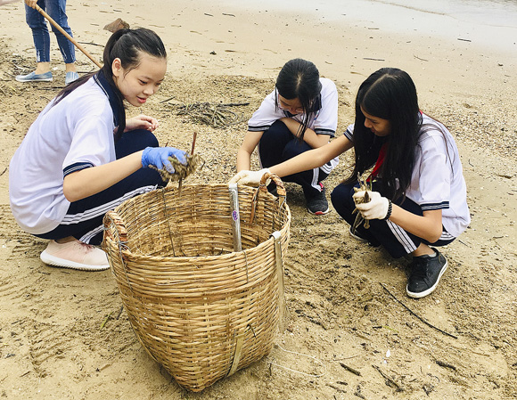 Chương trình thu gom rác ở công viên và bãi biển được Trường THCS Vũng Tàu tổ chức định kỳ vào cuối tuần thứ 2 hàng tháng.