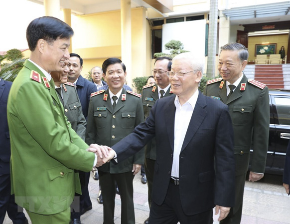 Tổng Bí thư, Chủ tịch nước Nguyễn Phú Trọng  với các đại biểu dự hội nghị. Ảnh: Trí Dũng