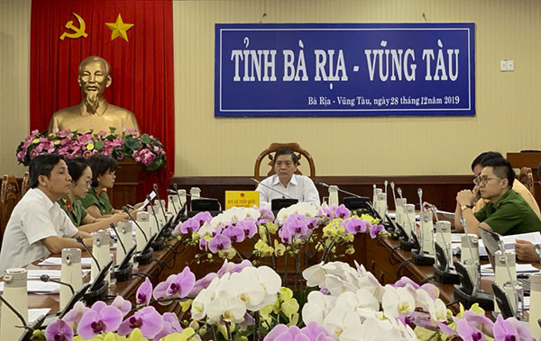Ông Lê Tuấn Quốc, Phó Chủ tịch UBND tỉnh tham dự tại điểm cầu BR-VT.
