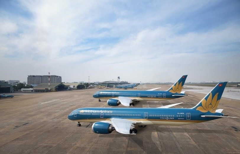 Máy bay của hãng hàng không Vietnam Airlines.