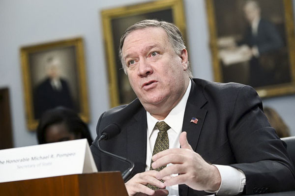 Ngoại trưởng Mỹ Mike Pompeo phát biểu trong một cuộc họp báo tại Washington D.C. 