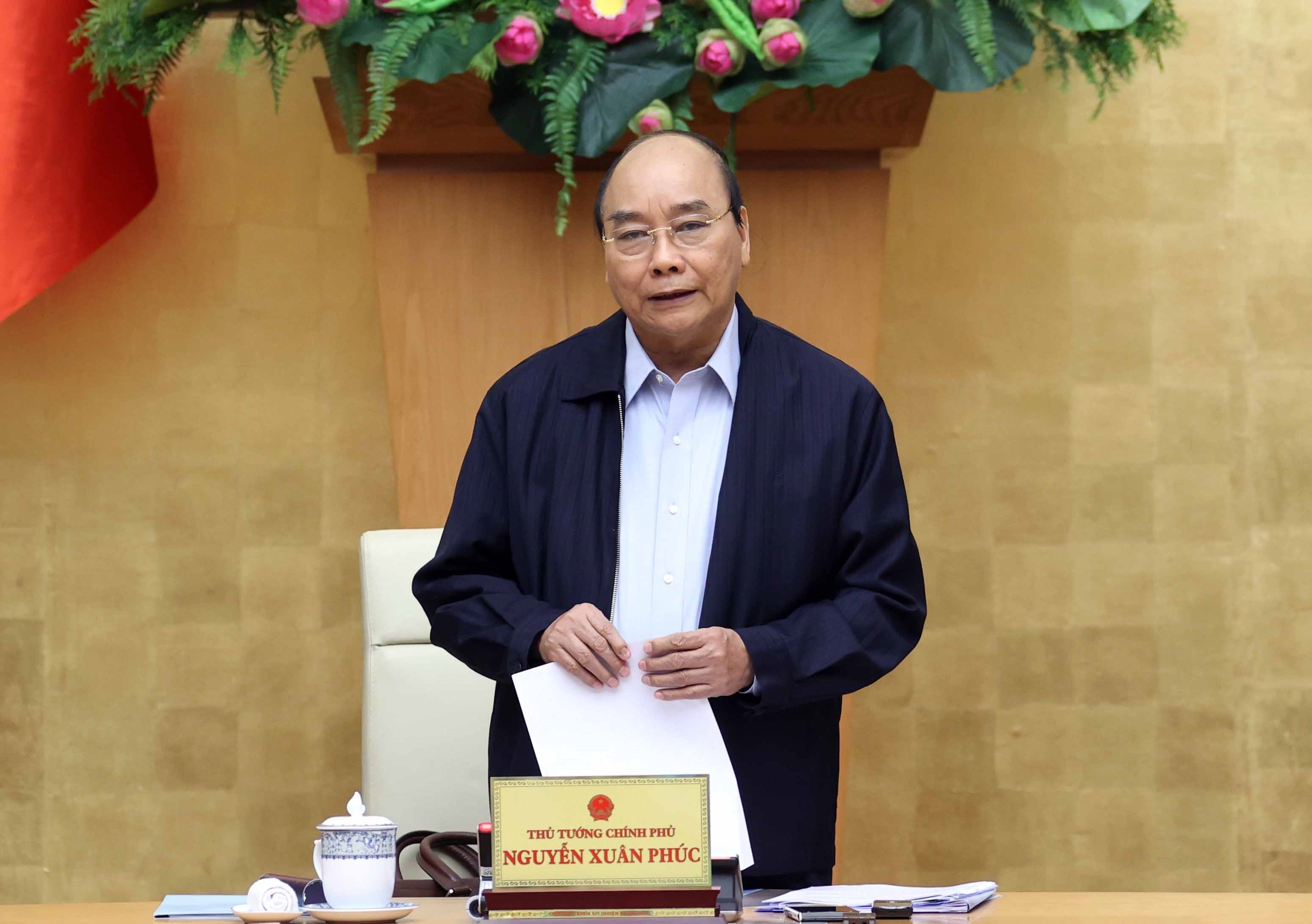 Thủ tướng Nguyễn Xuân Phúc phát biểu chỉ đạo tại phiên họp. Ảnh: THỐNG NHẤT 