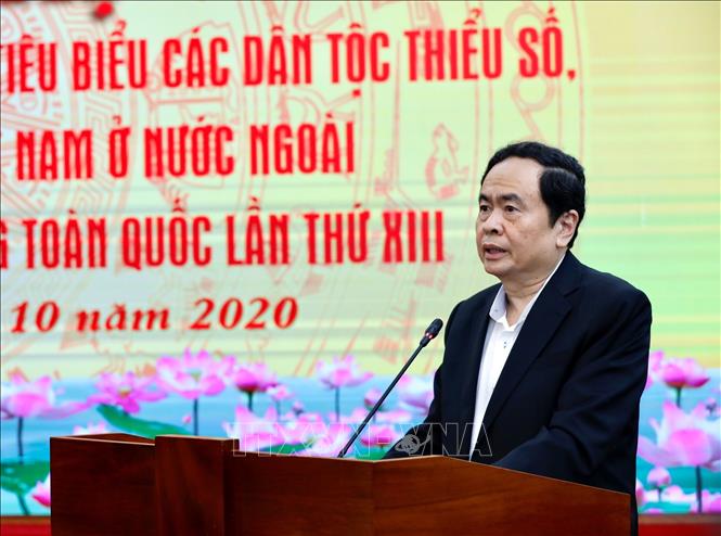 Chủ tịch Uỷ ban Trung ương MTTQ Việt Nam Trần Thanh Mẫn phát biểu khai mạc hội nghị. Ảnh: TTXVN