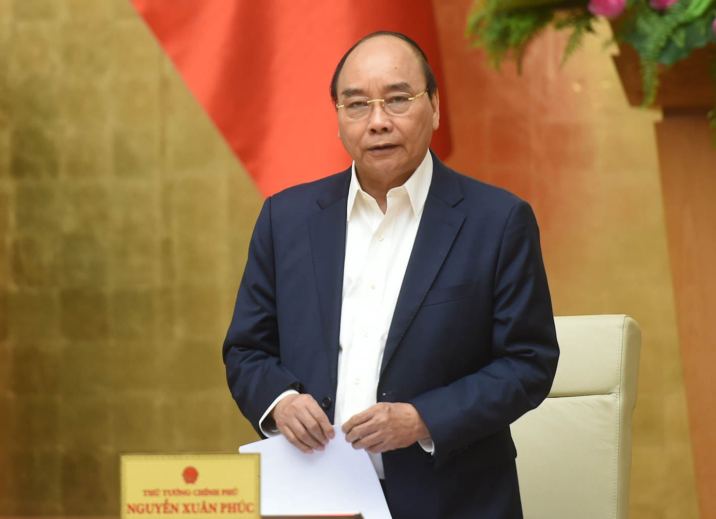 Thủ tướng Nguyễn Xuân Phúc phát biểu kết luận cuộc họp.