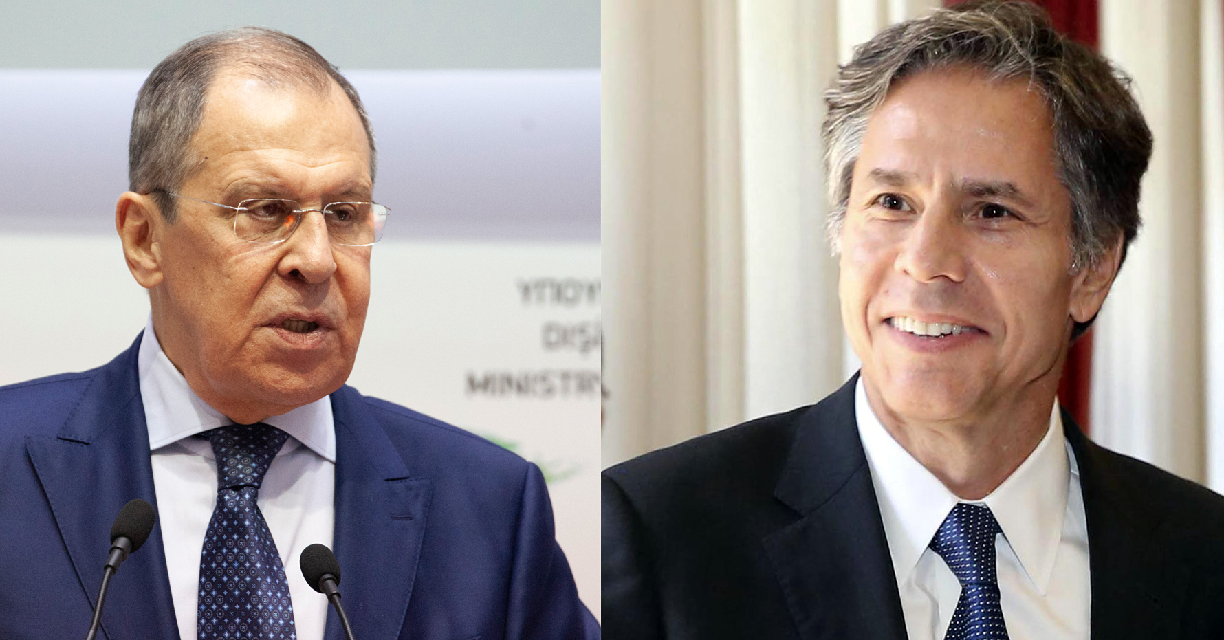 Ngoại trưởng Nga Sergei Lavrov (phải) cùng người đồng cấp Mỹ Antony Blinken.