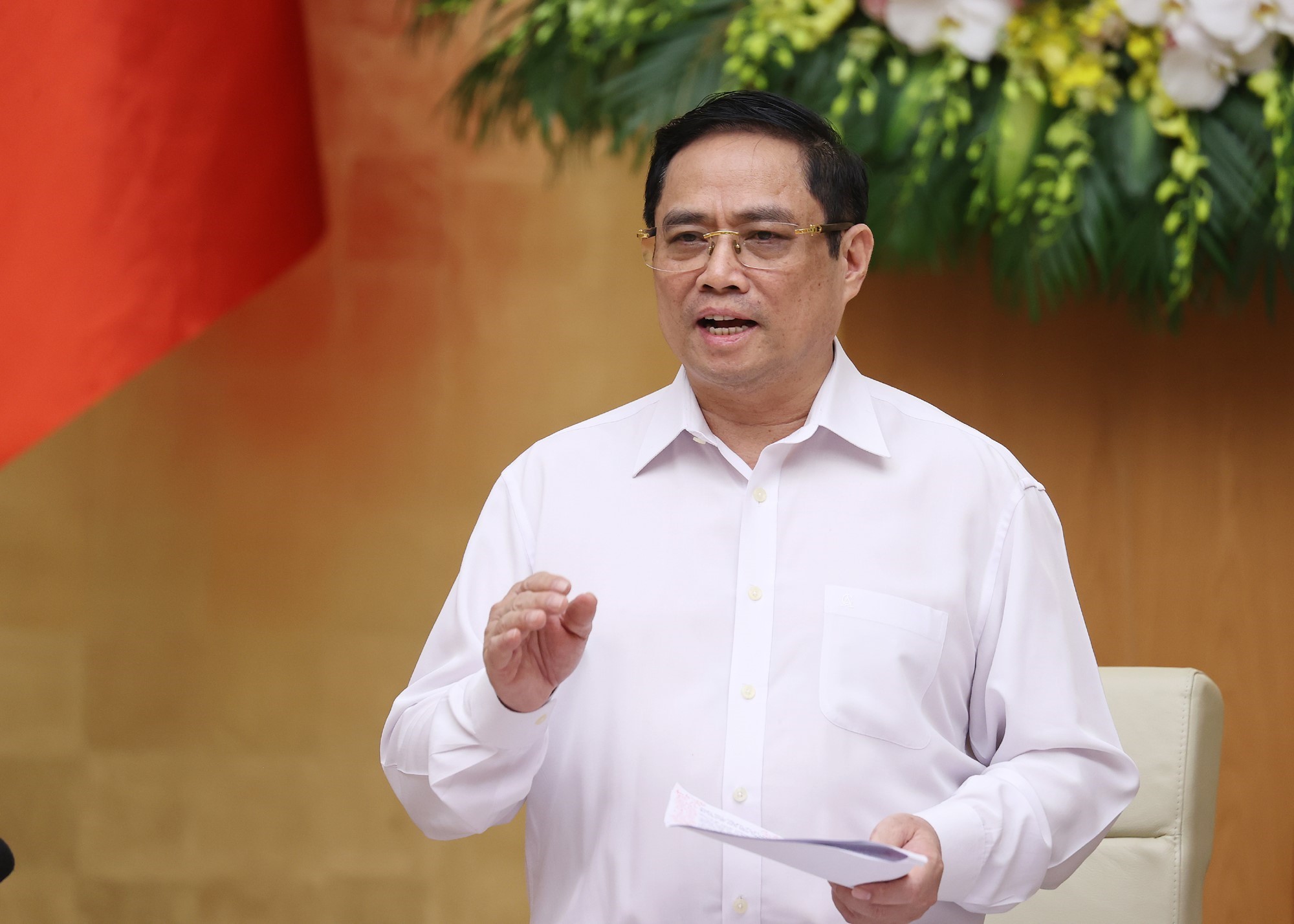 Thủ tướng Phạm Minh Chính phát biểu  chỉ đạo tại phiên họp. Ảnh: DƯƠNG GIANG