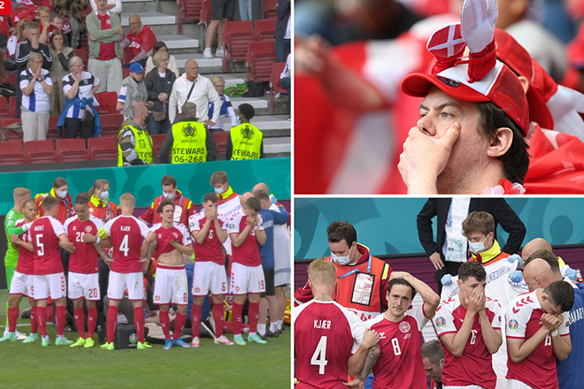 Sự lo lắng của cầu thủ Đan Mạch và người hâm mộ  khi chứng kiến những gì xảy ra.