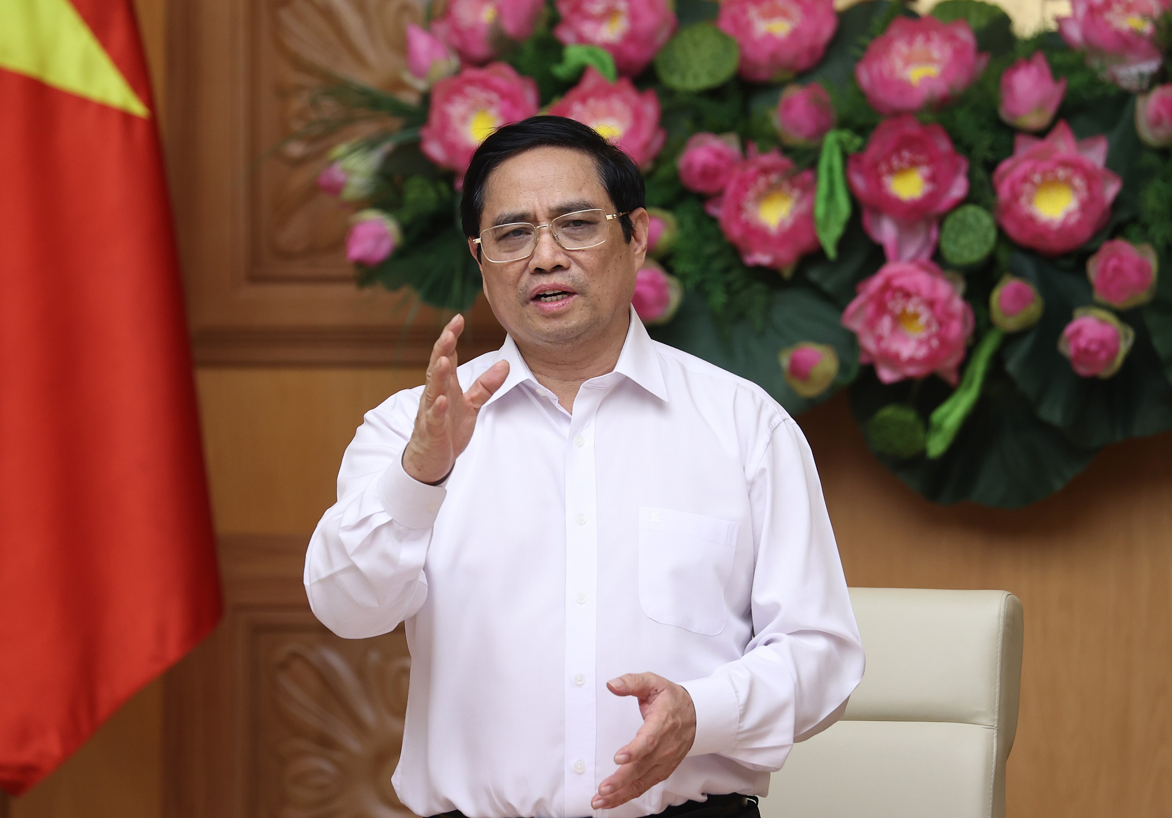 Thủ tướng Phạm Minh Chính phát biểu chỉ đạo tại cuộc họp. Ảnh: DƯƠNG GIANG